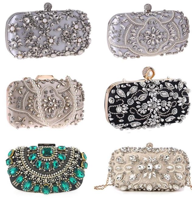 Exquisite Wedding Party Clutch Purse, Sparkling Crystal Ladies Evening Bag  Rhinestone Handbag - Gold : Women's Handbags