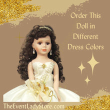 Load image into Gallery viewer, Ivory and Gold Quinceañera Doll