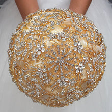 Load image into Gallery viewer, Super Luxurious Crystal Brooch Adorned Silk Ribbon Bouquet