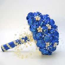 Load image into Gallery viewer, Beautiful Ribbon Flowers Bouquets Beaded with Stunning Faux Pearls