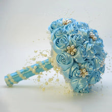 Load image into Gallery viewer, Beautiful Ribbon Flowers Bouquets Beaded with Stunning Faux Pearls
