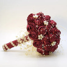 Load image into Gallery viewer, Beautiful Ribbon Flowers Bouquets Beaded with Stunning Faux Pearls