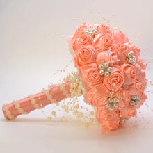 Load image into Gallery viewer, Beautiful Ribbon Flowers Bouquets Beaded with Stunning Faux Pearls