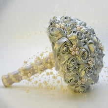 Load image into Gallery viewer, Beautiful Ribbon Flowers Bouquets Beaded with Stunning Faux Pearls