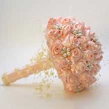 Load image into Gallery viewer, Beautiful Ribbon Flowers Bouquets Beaded with Stunning Faux Pearls