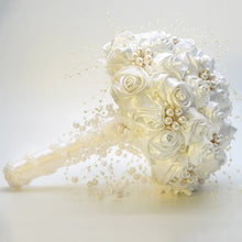 Load image into Gallery viewer, Beautiful Ribbon Flowers Bouquets Beaded with Stunning Faux Pearls