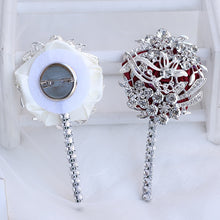 Load image into Gallery viewer, Luxury Full Satin Ribbon and Crystal Jeweled-Adorned Boutonniere