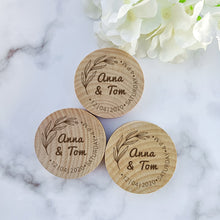 Load image into Gallery viewer, Custom Engraved Round Wooden Beer Bottle Opener with Magnet for Party Favor