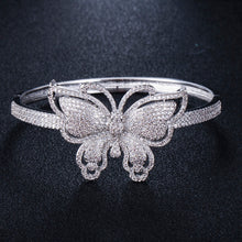 Load image into Gallery viewer, Quality Cubic Zirconia Big Butterfly Shape Open Cuff Bangle - Jewelry Fashion Accessories