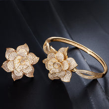 Load image into Gallery viewer, Big Rose Flower Shape Bangle and Ring Sets - Bridal Party Gifts