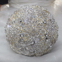 Load image into Gallery viewer, Designer Luxury Rhinestone Brooch Silver Crystal Bouquet for Bride - Wedding Flowers Ramos - De Novia Wedding - Ramo de Quinceanera