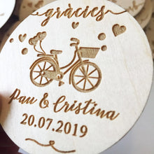 Load image into Gallery viewer, Romantic Personalized Wood Bycicle Theme Wedding Magnet Party Favors-Save the Date-Boho-Rustic Details