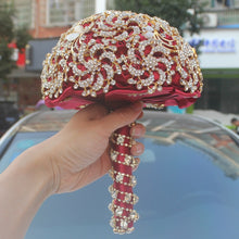 Load image into Gallery viewer, Super Luxurious Crystal Brooch Adorned Silk Ribbon Bouquet