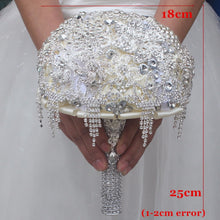 Load image into Gallery viewer, Designer Luxury Rhinestone Brooch Silver Crystal Bouquet for Bride - Wedding Flowers Ramos - De Novia Wedding - Ramo de Quinceanera