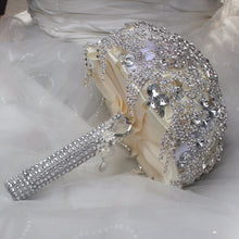 Load image into Gallery viewer, Designer Luxury Rhinestone Brooch Silver Crystal Bouquet for Bride - Wedding Flowers Ramos - De Novia Wedding - Ramo de Quinceanera