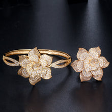 Load image into Gallery viewer, Big Rose Flower Shape Bangle and Ring Sets - Bridal Party Gifts
