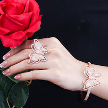 Load image into Gallery viewer, Gorgeous Large Butterfly Design Rhinestone Bangle and Ring Set-Gift for Any Occasion-Wedding-Bridal Party