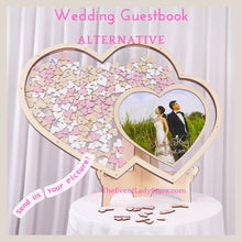 Load image into Gallery viewer, Personalized Customized Double Love Heart Photo Sign-in Wish Drop Frame - Wedding Guestbook Option
