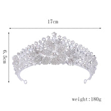 Load image into Gallery viewer, Silver Color Rhinestone Crystal Bridal Tiaras-Crowns- For Brides or Quinceaneras