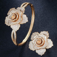 Load image into Gallery viewer, Big Rose Flower Shape Bangle and Ring Sets - Bridal Party Gifts