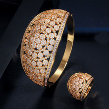 Load image into Gallery viewer, Big Rose Flower Shape Bangle and Ring Sets - Bridal Party Gifts