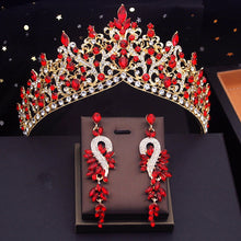 Load image into Gallery viewer, Highness Luxury Tiara and Earrings Set - Assorted Colors Available - Bridal Crown- Quinceanera