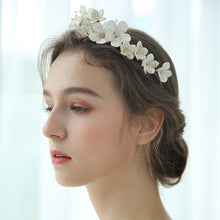 Load image into Gallery viewer, Handmade Wreath Simulated Pearl Headband Bridal Wedding Headpiece