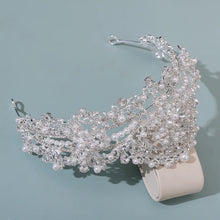 Load image into Gallery viewer, Crystal Rhinestones and Pearls Tiaras - Crowns - Wedding Hair Accessories - Bridal or Quinceanera Headpiece
