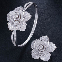 Load image into Gallery viewer, Big Rose Flower Shape Bangle and Ring Sets - Bridal Party Gifts