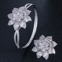 Load image into Gallery viewer, Big Rose Flower Shape Bangle and Ring Sets - Bridal Party Gifts