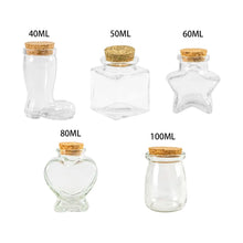 Load image into Gallery viewer, Clear Small Glass Bottle Container with Cork for Decorations- Party Favors- Crafts - Lot of Six Pieces