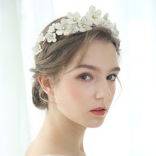 Load image into Gallery viewer, Handmade Wreath Simulated Pearl Headband Bridal Wedding Headpiece