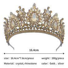 Load image into Gallery viewer, Rows of Crystal Baroque Tiara - for Quinceanera or Bridal Crown with Earrings