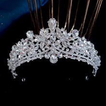 Load image into Gallery viewer, Silver Color Rhinestone Crystal Bridal Tiaras-Crowns- For Brides or Quinceaneras