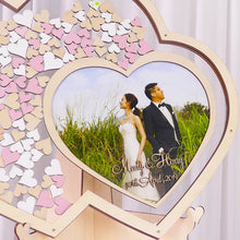 Load image into Gallery viewer, Personalized Customized Double Love Heart Photo Sign-in Wish Drop Frame - Wedding Guestbook Option