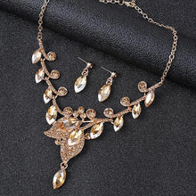 Load image into Gallery viewer, Luxury Leaf Design Crystal Rhinestone Necklace and Earrings Set for Special Occasions - Bridal - Quince - Party