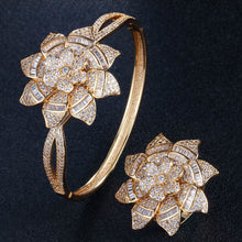 Load image into Gallery viewer, Big Rose Flower Shape Bangle and Ring Sets - Bridal Party Gifts