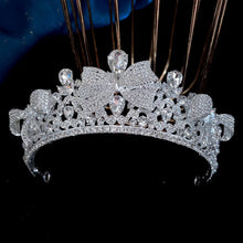 Load image into Gallery viewer, Silver Color Rhinestone Crystal Bridal Tiaras-Crowns- For Brides or Quinceaneras
