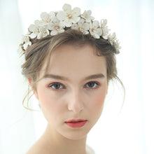 Load image into Gallery viewer, Handmade Wreath Simulated Pearl Headband Bridal Wedding Headpiece