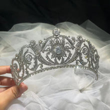 Load image into Gallery viewer, Luxury Elegant Princess Queen Silver Color Crown Tiara Bridal Crown-Wedding Hair Jewelry