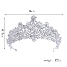 Load image into Gallery viewer, Silver Color Rhinestone Crystal Bridal Tiaras-Crowns- For Brides or Quinceaneras