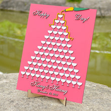 Load image into Gallery viewer, Custom Wedding 3D Wooden Champagne Glass Sign-in Tree - A Guestbook Alternative