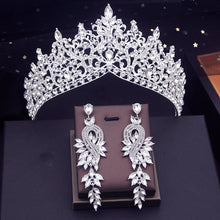 Load image into Gallery viewer, Highness Luxury Tiara and Earrings Set - Assorted Colors Available - Bridal Crown- Quinceanera