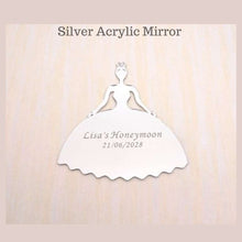 Load image into Gallery viewer, Personalized Gold or Silver Mirror Acrylic Wedding Bride or Quinceañera Silhouette Stickers