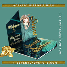 Load image into Gallery viewer, New Dawn Custom Acrylic Mirror Guestbook and Photo Welcome Sign Set