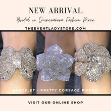 Load image into Gallery viewer, Flower or Bow Shape Rhinestone Rose Wrist Corsages- Bracelets