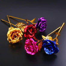 Load image into Gallery viewer, Lot of Fifty Pieces of 24K Gold Plated Polyethylene Foil Leaves Roses-Assorted Colors-Not Gift Boxed