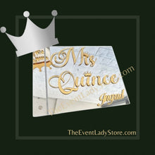 Load image into Gallery viewer, Silver with Gold Crown Custom Acrylic Mirror Mis Quince Guestbook