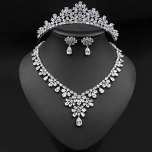Load image into Gallery viewer, Fashion Floral Motif Tiara-Crown Necklace and Earring Set for Bride or Mis Quince