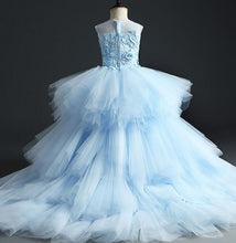 Load image into Gallery viewer, Flower Girl Dress For Wedding - Appliques Blue Tulle
